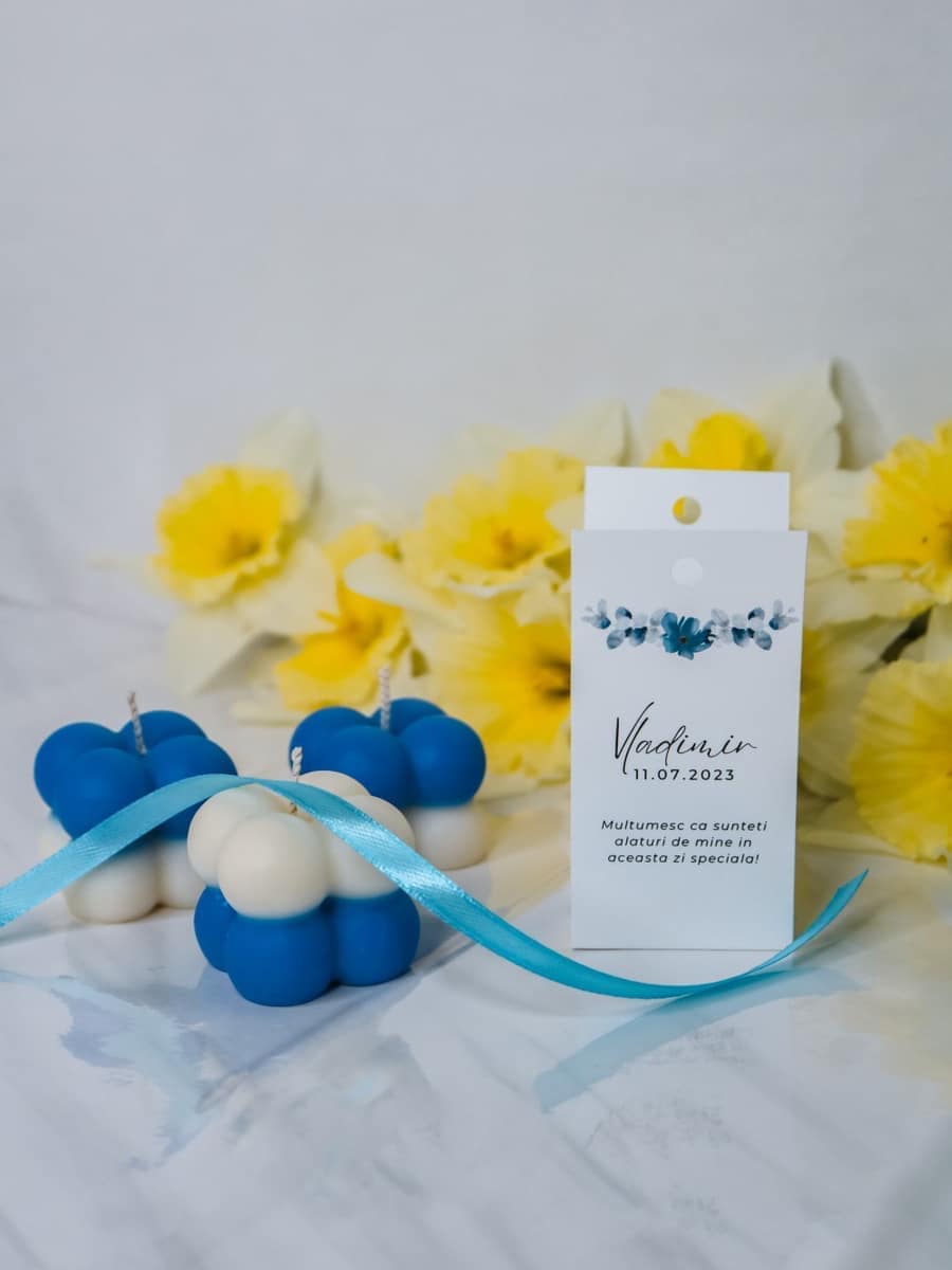 Marturii Botez lumanare Bubble - cartonat & fundita - imagine 8